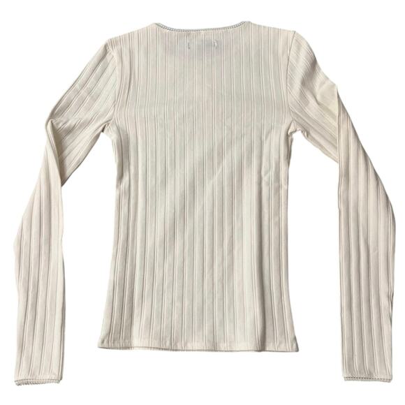 J.Crew Ivory Ribbed Long Sleeve Top XS NWT – Scoop Neck Knit Tee - Picture 4 of 6